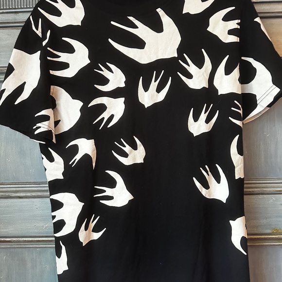McQ Alexander McQueen Swallow Black T shirt Minin Dress Size S - Picture 3 of 7